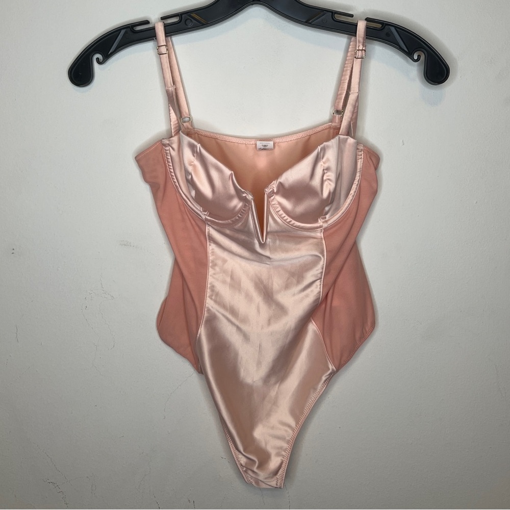 Elegant Pink Satin Bodysuit
